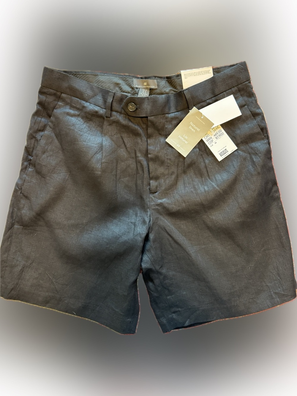 NWT H&M Premium Linen Shorts Men’s 32 Relaxed Fit Black Summer Casual